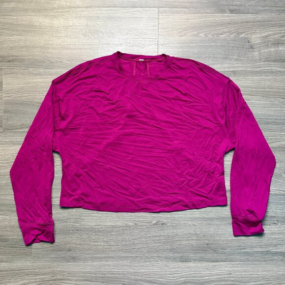 Lululemon Women's Cropped Activewear Long Sleeve Shirt - Pink - Picture 1 of 5